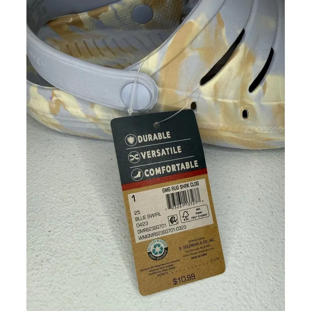 Rugged Shark Girls' Swivel-Strap Clogs Blue Swirl Size 1